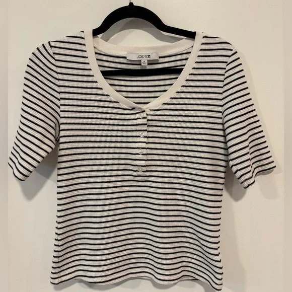 Joe's Jeans The Gisele Black and White Striped Short Sleeve Top | Size Medium - Picture 1 of 4